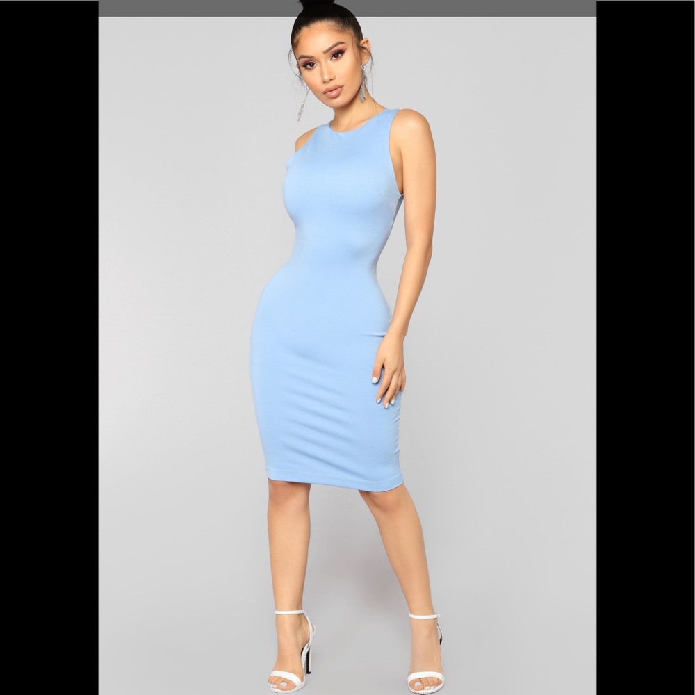 Melinda Body Sculpting Midi Dress - Blue - Medium